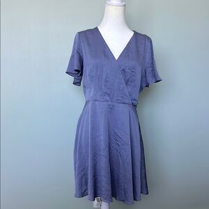 Blue Flutter Sleeve V-Neck Sundress